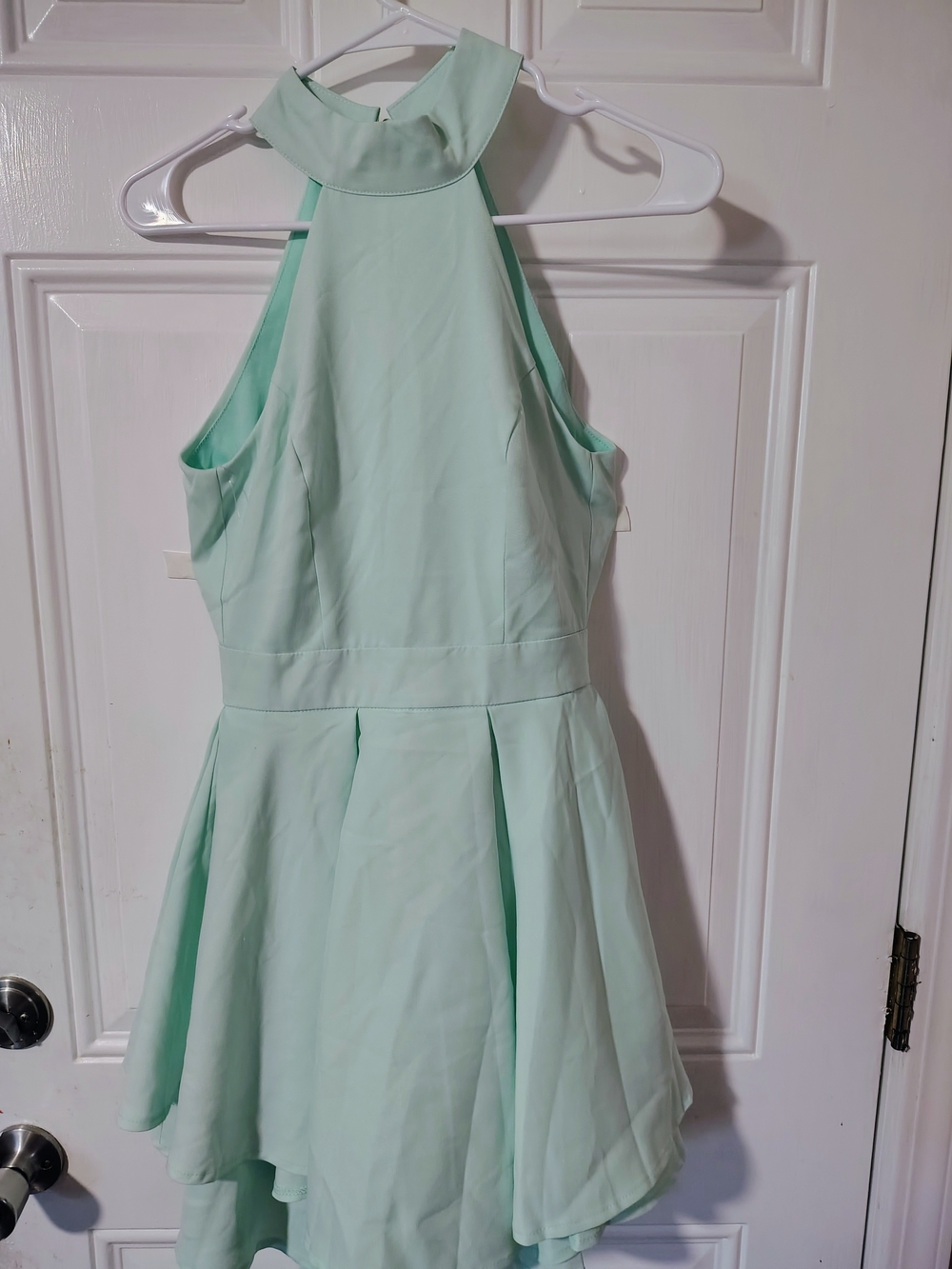 Lulu's Mint High-Neck Fit & Flare Mini Dress